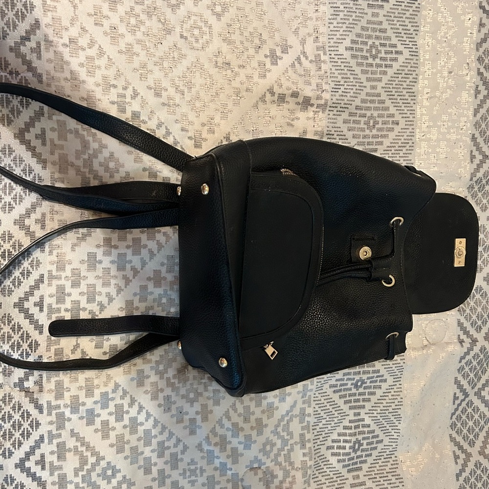 Elegant Black Leather Backpack